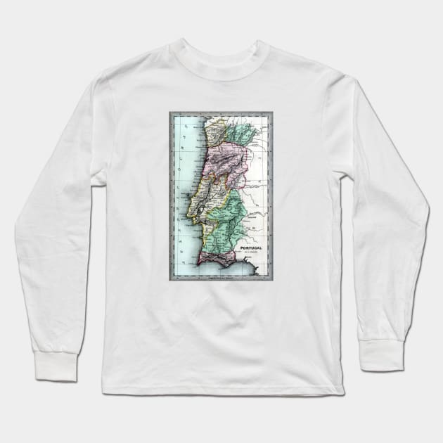 1835 Map of Portugal Long Sleeve T-Shirt by historicimage